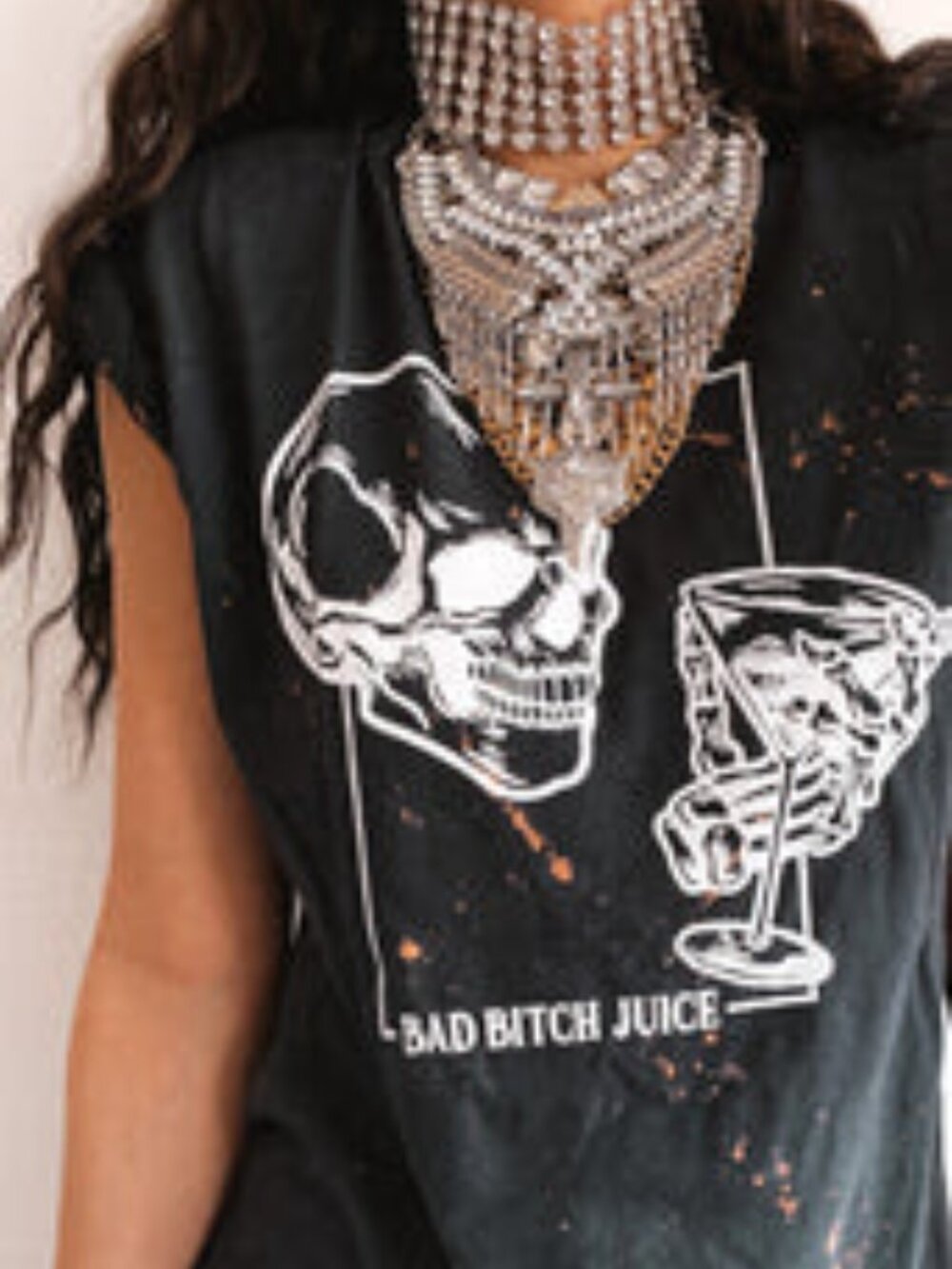 Pebby Forevee "Bad B Juice" Bleached Tee XL Black